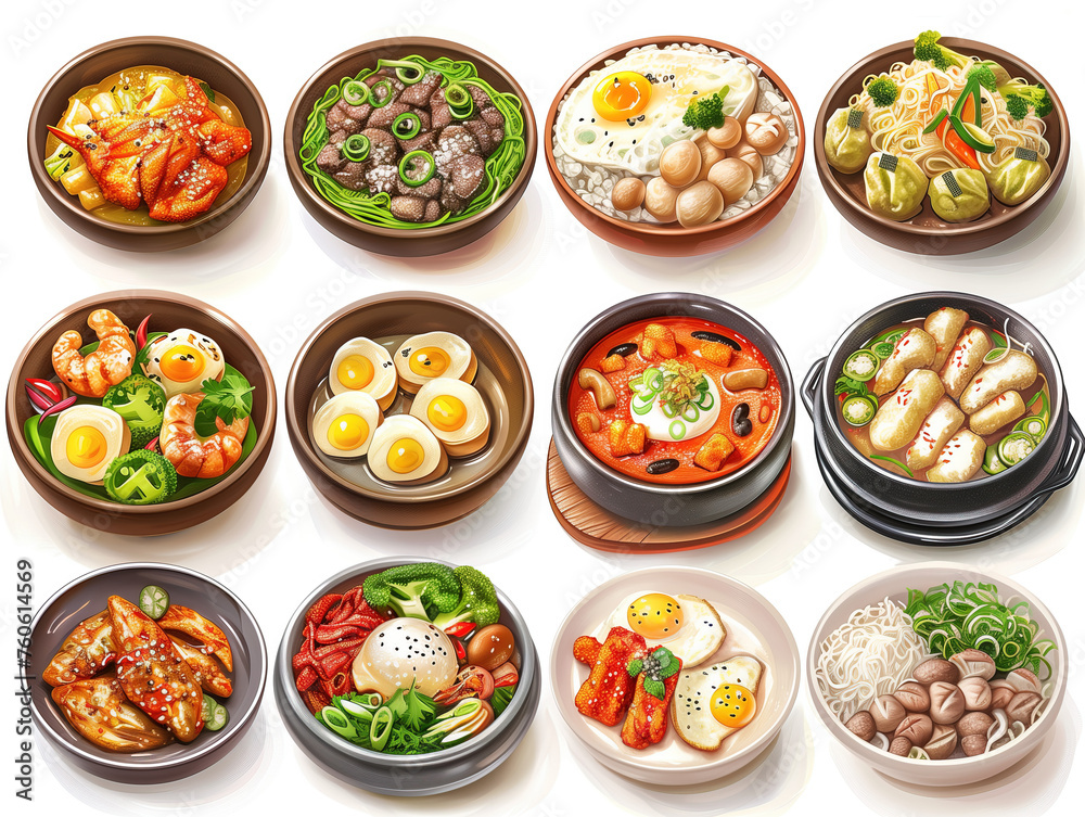 Korean food on isolated background,created with Generative AI tecnology. Korean food on isolated background,created with Generative AI tecnology.