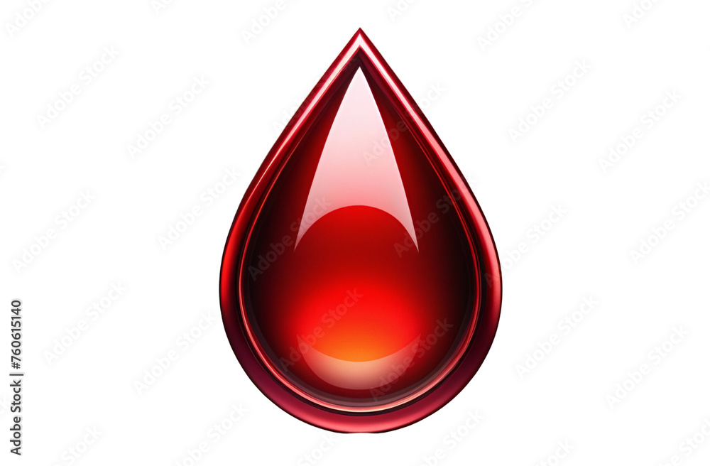 Fototapeta premium 3d icon of a red drop of blood isolated on a transparent background. PNG element of graphic design for concepts in hematology, medicine and biochemistry.