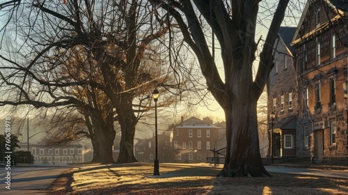 Trees and the Kline Theater in Gettysburg, Pennsylvania. photo