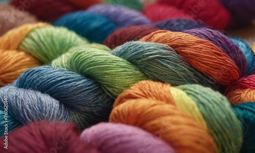 colorful wool fibers, colorful texture, background with multi-colored ropes, fabric, threads