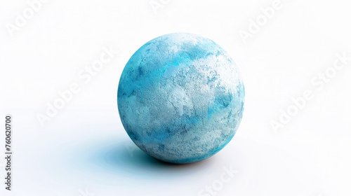 blue Uranus or moon on white background with free space