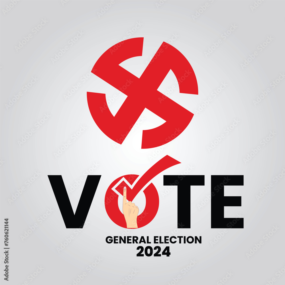 Obraz premium llustration of hand with voting sign of India.Indian General Election illustration vector image or Vote on elections in the India with the ballot box.