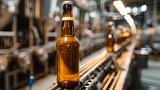 Beer bottles mock up template production concept 