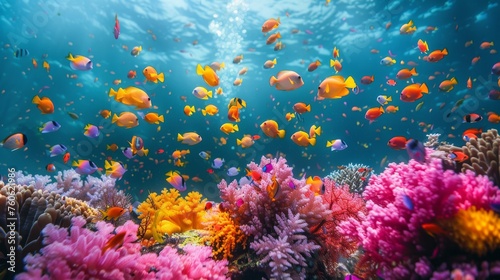 Colorful Coral Reef at Underwater Depths © homeganko