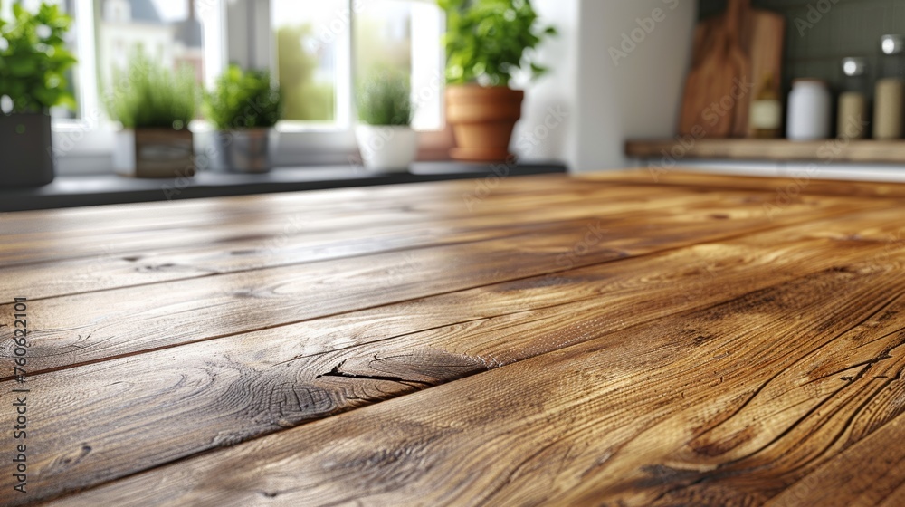 Various wooden table tops with corners viewed from different ...