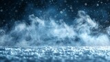 A modern realistic set of frost blowing air with snowflakes fluttering about. Isolated on a transparent background, this concept shows a flow of frozen fog with snow.