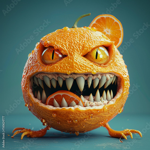 An orange-inspired 3D monster vibrant and citrusy