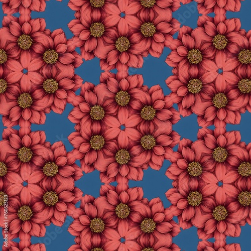 Abstract flower pattern. Seamless meadow flowers pattern. red simple flower silhouettes seamless pattern. rough strokes. Seamless vector pattern with chamomiles.