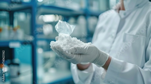 A person in a lab coat holding an object. Suitable for science and research concepts