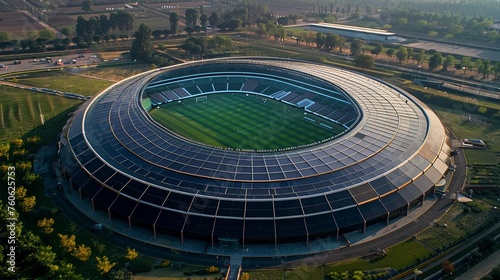 Solar-powered stadium hosting international football matches © WARIT_S