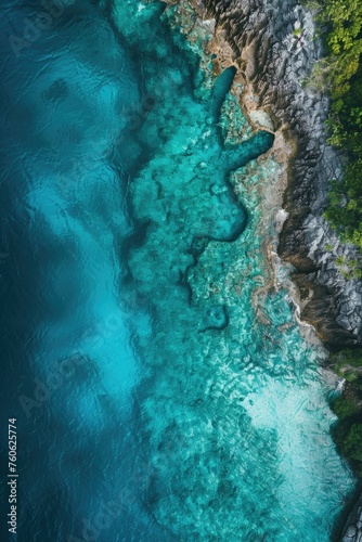 An aerial view of a body of water, suitable for various design projects