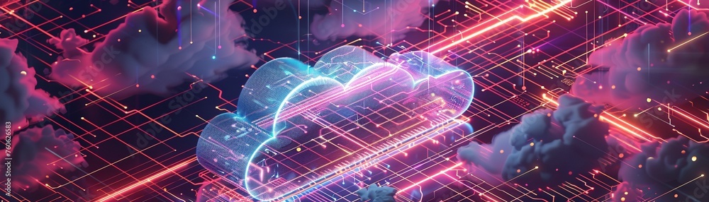 Cloud computing infrastructure visualized - obrazy, fototapety, plakaty 