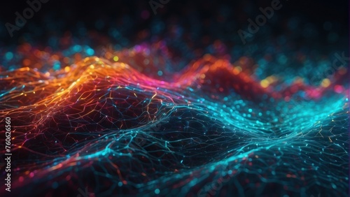 Dynamic Abstract Digital Background Ideal for Exploring Technological Processes, Neural Networks, AI, Digital Storage, Sound and Graphic Forms, Science, and Education