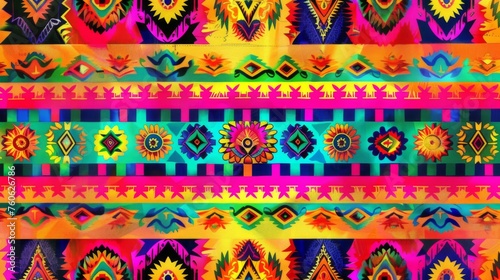 South American fabric pattern. Traditional vivid beautifully folded textile with ornaments photo