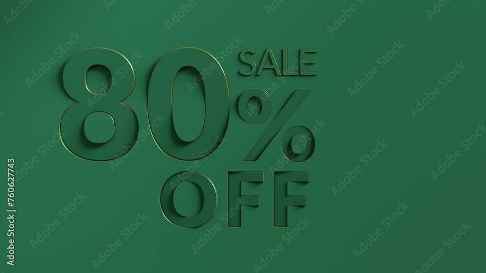80% off special offer discount. All in green sale Up to 80 percent off, sale symbol, special offer background. Marketing animation of green 80% percent discount offer sale. 80% off special offer discount. All in green sale Up to 80 percent off, sale symbol, special offer background. Marketing animation of green 80% percent discount offer sale.