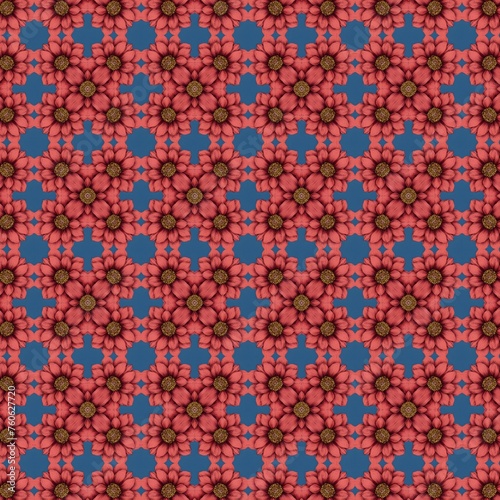 Abstract flower pattern. Seamless meadow flowers pattern. red simple flower silhouettes seamless pattern. rough strokes. Seamless vector pattern with chamomiles.