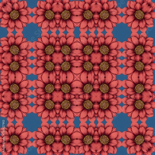 Abstract flower pattern. Seamless meadow flowers pattern. red simple flower silhouettes seamless pattern. rough strokes. Seamless vector pattern with chamomiles.