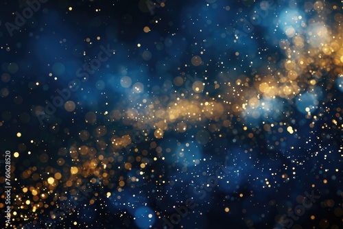 A blurry image of a blue and gold background, suitable for various design projects
