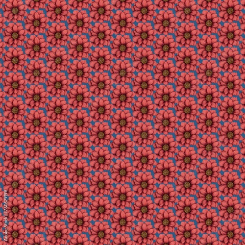 Abstract flower pattern. Seamless meadow flowers pattern. red simple flower silhouettes seamless pattern. rough strokes. Seamless vector pattern with chamomiles.