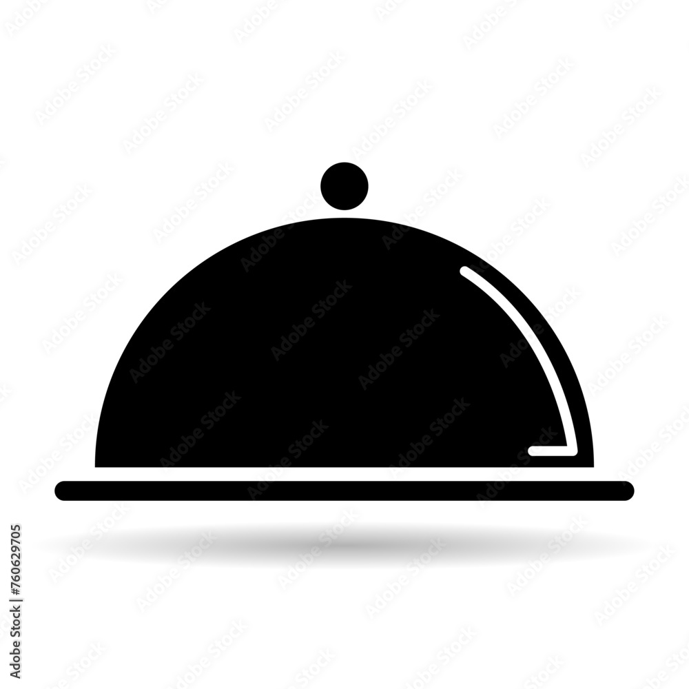 Fototapeta premium Waiter tray shadow icon, dish menu restaurant web symbol, lunch design vector illustration