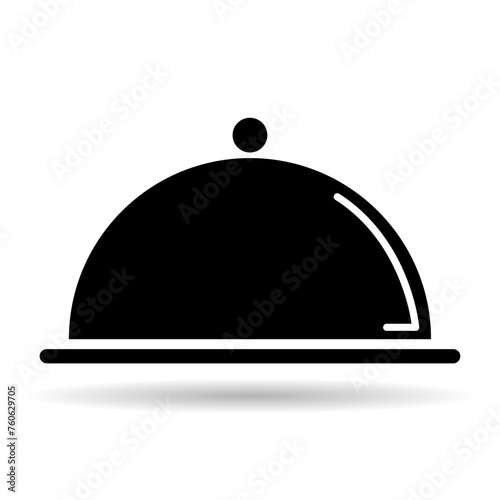 Waiter tray shadow icon, dish menu restaurant web symbol, lunch design vector illustration