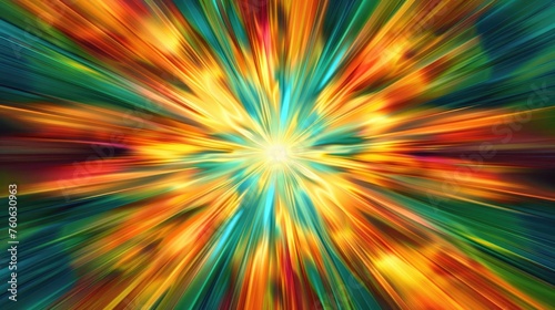"Radiant abstract light burst with multicolor streaks. Dynamic background for vibrant energy and motion concept design."