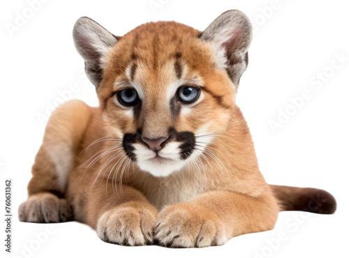 Cougar cub. isolated animal, cut out. The kitten is a family of cats. cute baby cougars. © MaskaRad