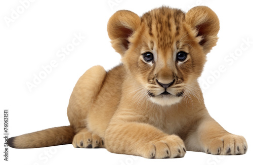 The lion cub. isolated animal  cut out. The kitten is a family of cats. Baby lion. 