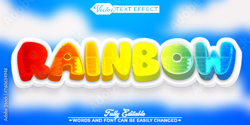 Carton Colorful Rainbow Vector Editable Text Effect Template