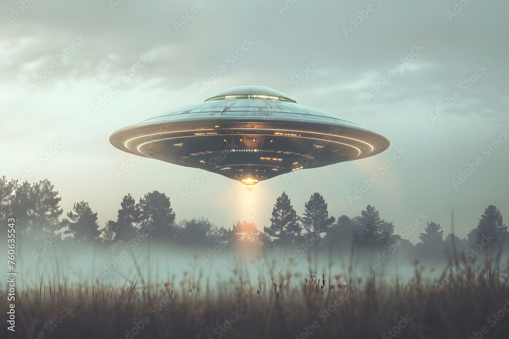 Außerirdisches Raumschiff: Illustration eines UFOs in geheimer Mission im Weltraum Außerirdisches Raumschiff: Illustration eines UFOs in geheimer Mission im Weltraum