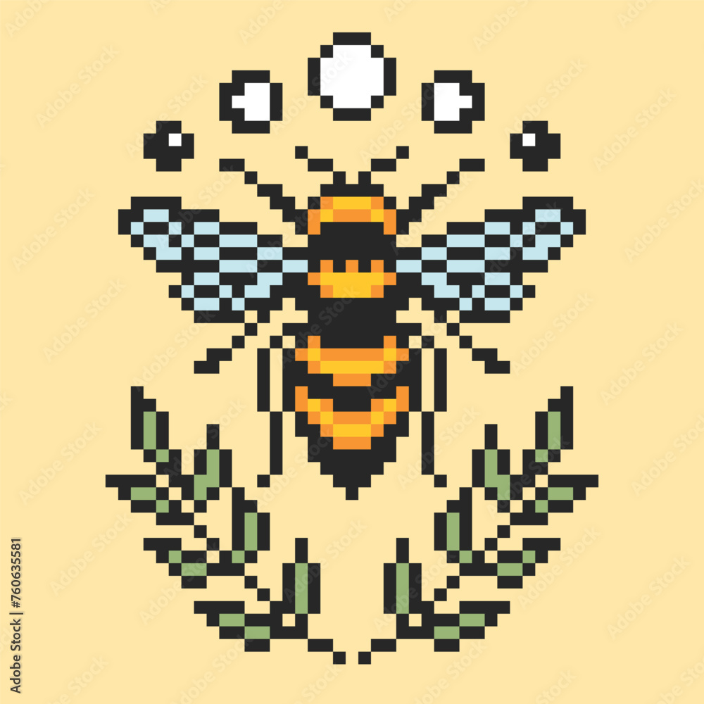 Pixel Art Bee Design Pixel Art Bee Design