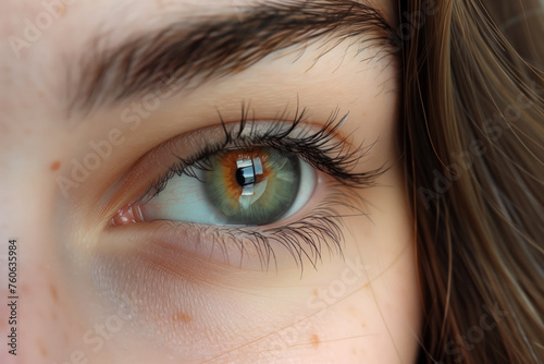 Close up of a girl with green eye