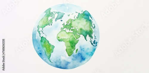Earth Day concept  Abstract colorful art Child painting with brush and watercolor paints a picture of earth  around the whole globe Protecting Planet together  Environmental Care