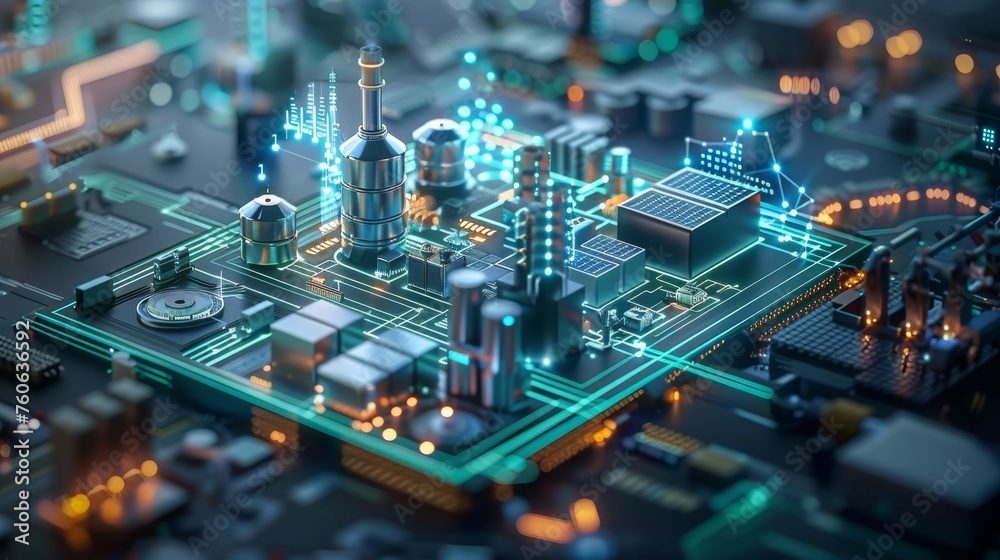 Obraz premium Cutting-edge energy management system employs IoT for sustainable power management