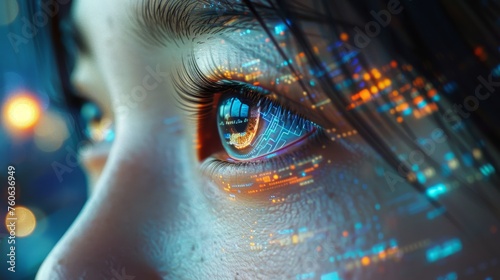 Digital art of an Asian woman's eye up close
