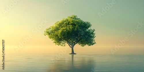 Depicting the Eternal Cycle of Nature: A Minimalist Tree Illustration. Concept Nature, Eternal Cycle, Tree, Minimalist Illustration, Art