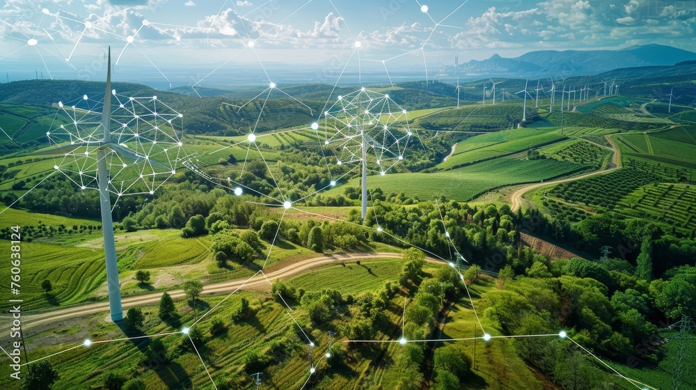 Fototapeta premium Innovative energy management approach utilizes IoT for efficient power usage