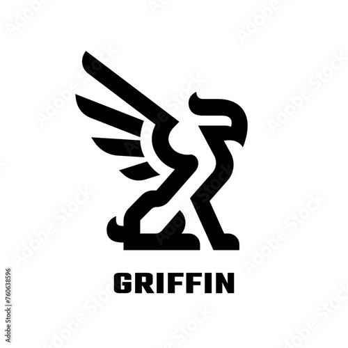 Griffin with spread wings, logo, symbol.