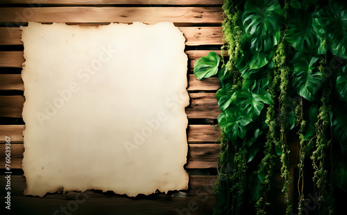 Old Paper on Wood  wall, free space for text