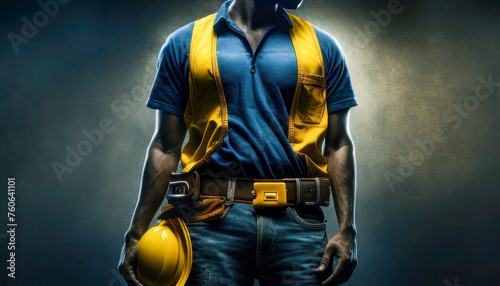 Close-up of Worker with Tool Belt and Equipment