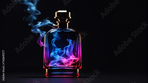 bottle of perfume isolated on black background