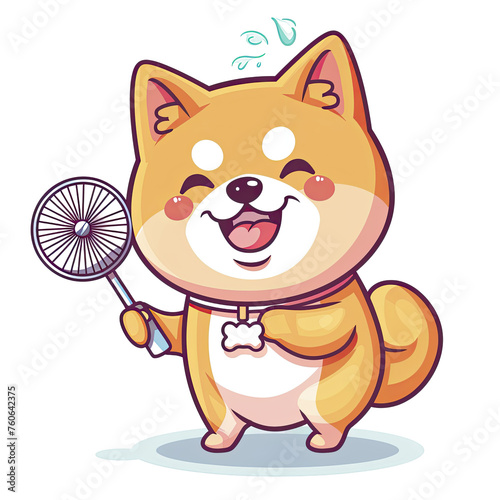 Shiba Inu Dog Stiflingly Hot Holding Handh, Isolated Transparent Background Images photo