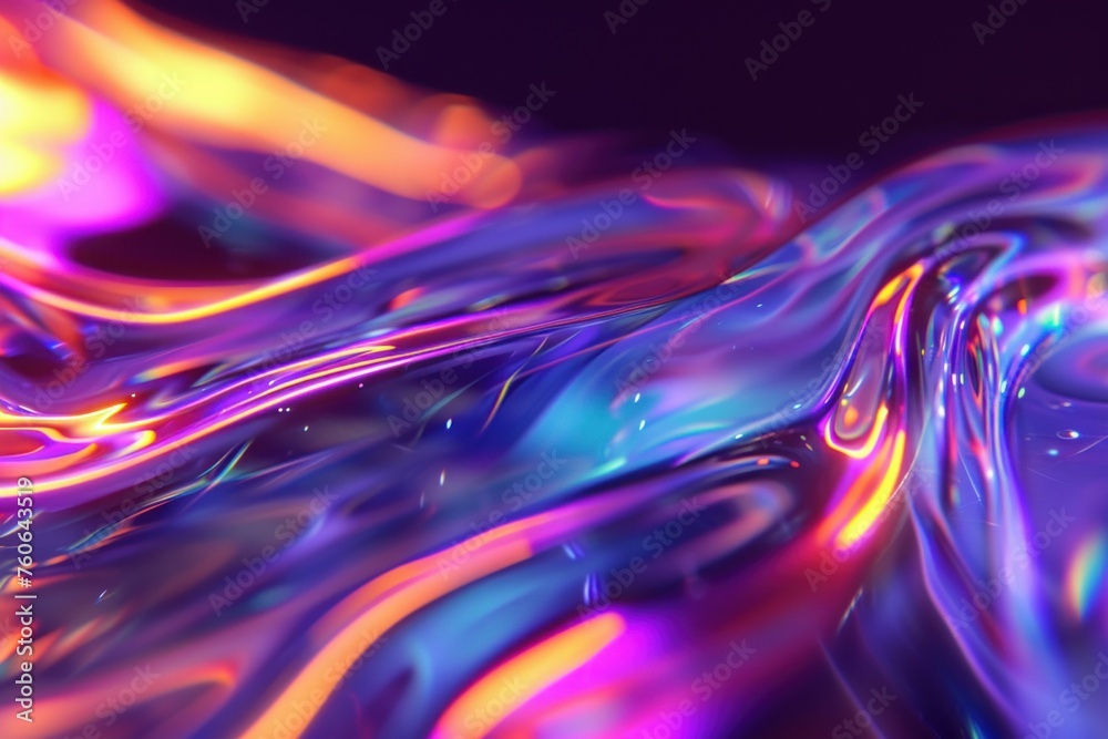 Iridescent Abstract fluid holographic. Abstract neon. Generate Ai - obrazy, fototapety, plakaty 