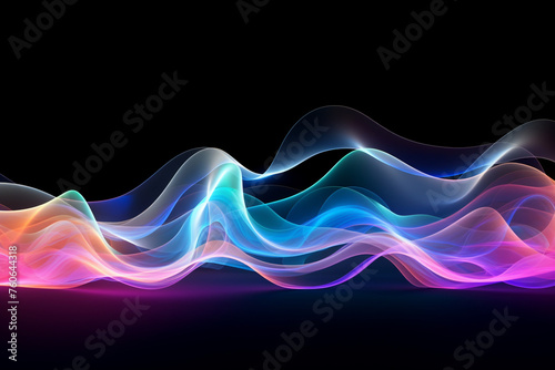 Abstract organic neon wavy transparent 3D lines wallpaper background. Generative AI.
