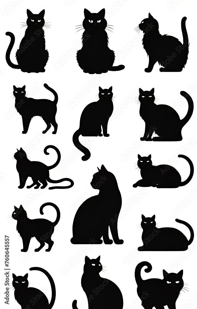 Obraz premium set of cats silhouettes