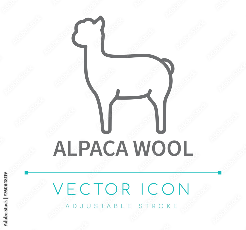 Alpaca Wool Line Icon