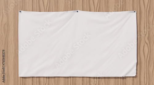 White cloth attached to wooden surface