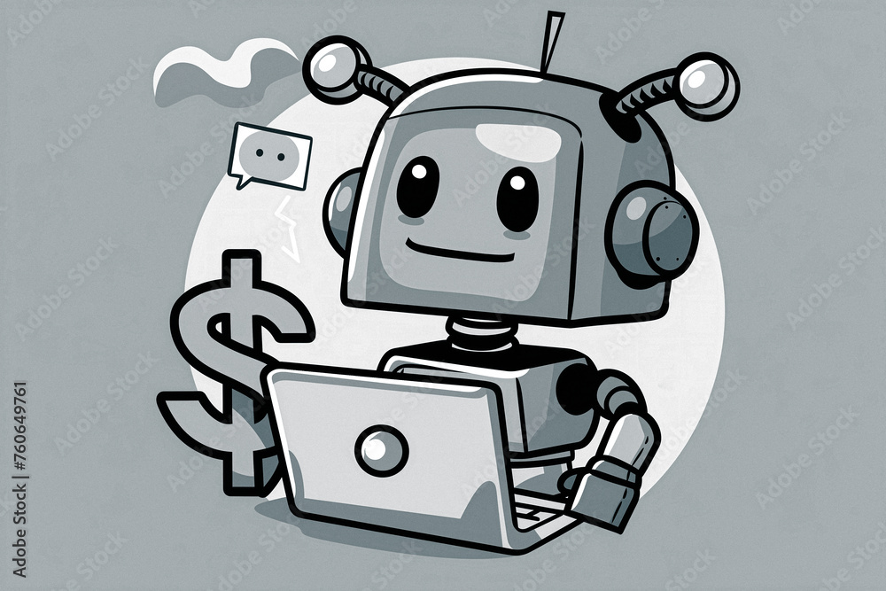 Chatbot with Laptop and Dollar Sign Chatbot with Laptop and Dollar Sign