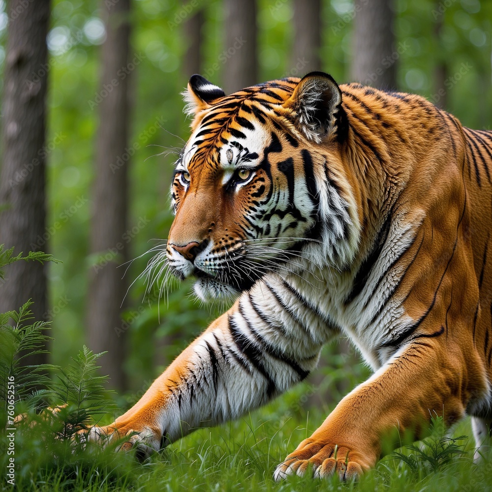 Fototapeta premium Ferocious tiger in nature