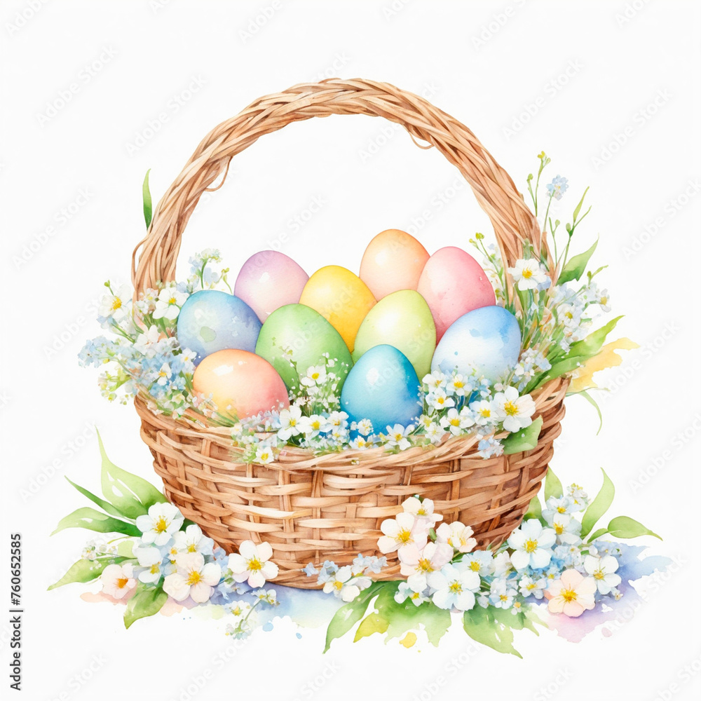 Fototapeta premium easter eggs in basket